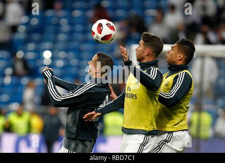 Madrid, Spagna. Il 9 gennaio, 2019. Partita di calcio tra il Real Madrid vs Getafe del 2018/2019 spagnolo Coppa del Re, tenutasi a Santiago Bernabeu Stadium in Madrid. (Foto: Jose L. Cuesta/261/Cordon Premere). Credito: CORDON PREMERE/Alamy Live News Foto Stock