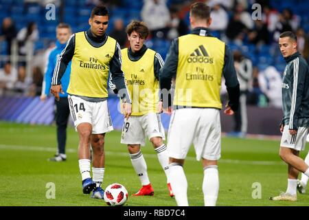 Madrid, Spagna. Il 9 gennaio, 2019. Partita di calcio tra il Real Madrid vs Getafe del 2018/2019 spagnolo Coppa del Re, tenutasi a Santiago Bernabeu Stadium in Madrid. (Foto: Jose L. Cuesta/261/Cordon Premere). Credito: CORDON PREMERE/Alamy Live News Foto Stock