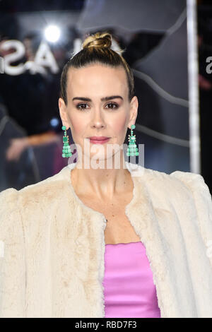 Londra, Regno Unito. 9 Jan 2019. Sarah Paulson assiste Premiere di notte Shyamalan del thriller di supereroe di vetro che segue infrangibili e dividere il 9 gennaio 2019, Londra, Regno Unito. Credito: Picture Capital/Alamy Live News Foto Stock