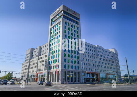 Casa Vienna Andel's Berlino, Landsberger avenue, Prenzlauer montagna, Pankow, Berlino, Germania, Vienna Casa Andel's Berlino, Landsberger Allee, Prenzla Foto Stock