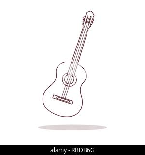 Illustrazione Vettoriale con la chitarra. La chitarra acustica. Strumento musicale a corda. Illustrazione Vettoriale