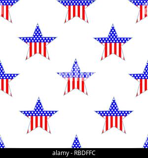 American patriottica pattern senza soluzione di continuità con le stelle negli Stati Uniti. Illustrazione Vettoriale