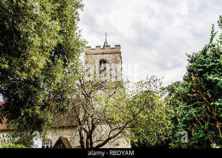 Grantchester (Cambridge, Inghilterra): Chiesa di San Andrea e Maria - riprese per serie TV Foto Stock