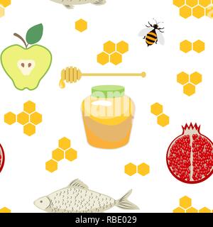 Shana tova. Rosh Hashanah. Jewish nuovo anno celebrazione. Illustrazione Vettoriale Rosh hashanah vacanza perfetta design pattern. Illustrazione Vettoriale
