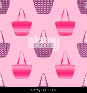 La donna perfetta pattern con sacchi su sfondo rosa Foto Stock