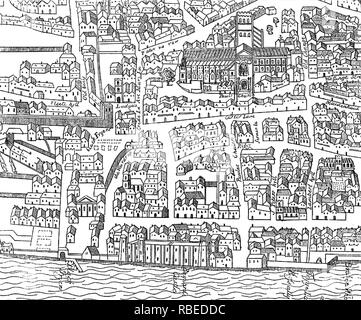 Londra in 1563 con St Pauls in alto a destra. Attribuito a Ralph Agas. Foto Stock