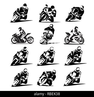 Moto racer set vettoriale EPS 10 moto gp icone Illustrazione Vettoriale