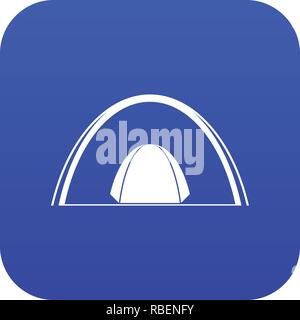 Campeggio tenda a cupola icona blu digitale Illustrazione Vettoriale