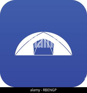 Tenda a cupola per campeggio icona blu digitale Illustrazione Vettoriale