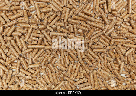 Sullo sfondo di un pellet di legno per stufe e caldaie. Foto Stock