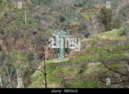 Il 20 novembre 2018, Portogallo, Funchal/Monte: Una funivia corre dal Monte del giardino botanico sull'isola portoghese di Madeira. Foto: Holger Hollemann/dpa Foto Stock