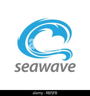 Illustrazione astratta mare blu logo wave concept design template idea Illustrazione Vettoriale