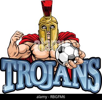 Trojan Spartan calcio Mascotte sportive Illustrazione Vettoriale