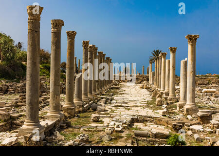 Rovine romane pneumatico Sur nel sud del Libano medio oriente Foto Stock