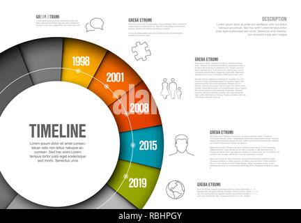 Infografico vettore timeline sagoma fatta dalla ruota colorata Illustrazione Vettoriale