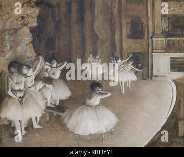 Répétition d'onu ballet sur la scène Ballet di prove sul palco. Data/Periodo: 1874. La pittura. Olio su tela. Altezza: 650 mm (25.59 in); larghezza: 810 mm (31.88 in). Autore: EDGAR DEGAS. DEGAS, Edgar. Foto Stock