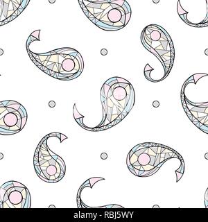 Paisley disegnati a mano vettore geometrico seamless pattern. Abstract illustrazione esotiche per la superficie di progettazione, tessili, carta da imballaggio, sfondo, telefono cas Illustrazione Vettoriale