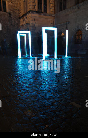 Installazione della porta a Light Festival 2019 a Lucerna Svizzera (LiLu Lichtfestival) Foto Stock