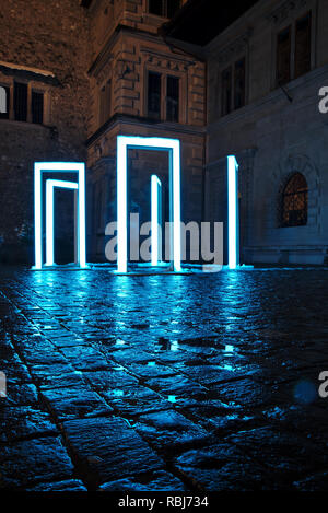 Installazione della porta a Light Festival 2019 a Lucerna Svizzera (LiLu Lichtfestival) Foto Stock