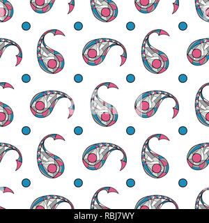 Paisley disegnati a mano vettore geometrico seamless pattern. Abstract illustrazione esotiche per la superficie di progettazione, tessili, carta da imballaggio, sfondo, telefono cas Illustrazione Vettoriale