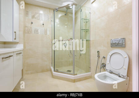 Bagno interno con doccia e wc Foto Stock