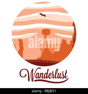 Scena paesaggio deserto wanderlust illustrazione vettoriale design Illustrazione Vettoriale