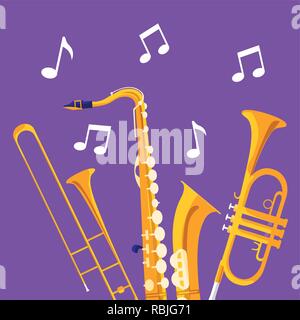 La tromba e sassofono strumenti musicali illustrazione vettoriale design Illustrazione Vettoriale