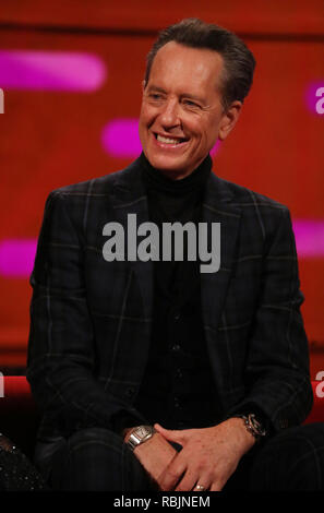 Richard E. concedere durante le riprese per il Graham Norton Show alla BBC Studioworks 6 Centro Televisivo, Wood Lane, Londra, per essere messo in onda su BBC One il venerdì sera. Premere l'associazione. Picture Data: giovedì 10 gennaio, 2019. Foto di credito dovrebbe leggere: immagini PA a nome della TV in modo Foto Stock