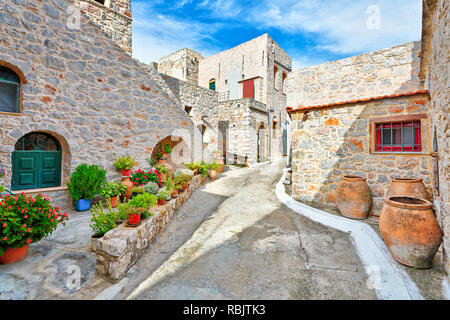 Case tradizionali in mastice medievale Borgo di Vessa sull isola di Chios, Grecia Foto Stock