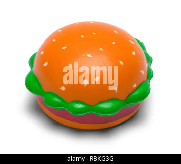 Giocattolo di schiuma Hamburger isolato su sfondo bianco. Foto Stock