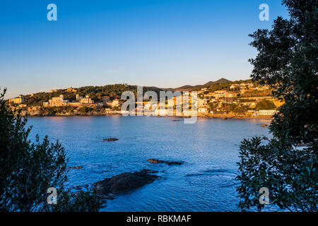 Vista panoramica sul tramonto, Castiglioncello, Livorno comune, Toscana Foto Stock
