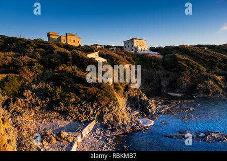 Vista panoramica sul tramonto, Castiglioncello, Livorno comune, Toscana Foto Stock
