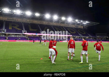 ORLANDO, 10-01-2019 , Orlando City Stadium, il riscaldamento durante la Florida Cup gioco Ajax - Flamengo . Foto Stock