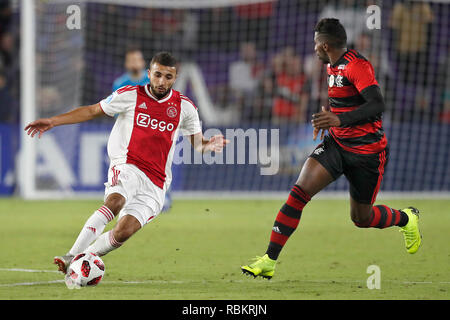 ORLANDO, 10-01-2019 , Orlando City Stadium, Ajax player Zakaria Labyad durante la Florida Cup gioco Ajax - Flamengo . Foto Stock