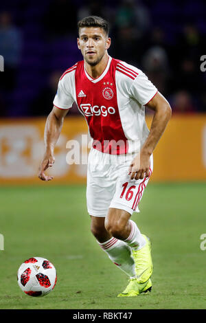 ORLANDO, 10-01-2019 , Orlando City Stadium, Ajax player Lisandro Magallan durante la Florida Cup gioco Ajax - Flamengo . Foto Stock