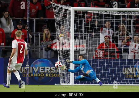 ORLANDO, 10-01-2019 , Orlando City Stadium, Kostas Lamprou durante la Florida Cup gioco Ajax - Flamengo 2-2. Foto Stock