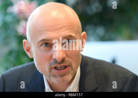 Praga, Repubblica Ceca. Xi gen, 2019. Michal Stiborek, direttore dell'Istituto di Medicina Clinica e Sperimentale (IKEM), parla durante una intervista per la Repubblica ceca News Agency (CTK), a Praga, nella Repubblica ceca il 11 gennaio 2019. Credito: Ondrej Deml/CTK foto/Alamy Live News Foto Stock