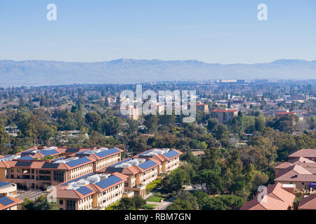 Vista verso il Palo Alto, Stanford e la città di South San Francisco Bay Foto Stock