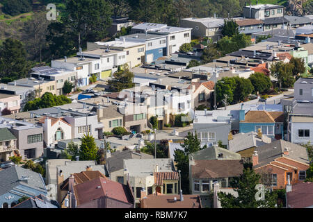 Vedute aeree di zone residenziali di San Francisco, California Foto Stock