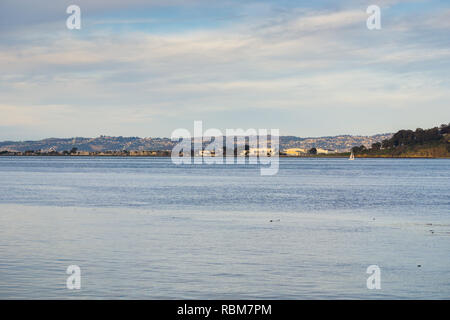 Vista tramonto dell'isola del tesoro, San Francisco, California Foto Stock