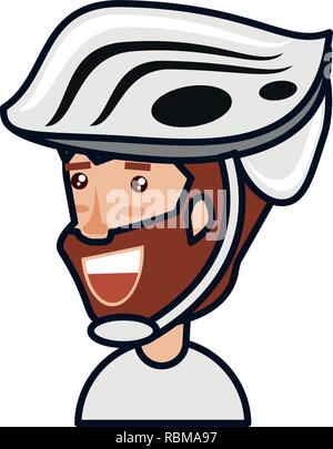 L'uomo ciclista con la barba e un casco di sicurezza illustrazione vettoriale design Illustrazione Vettoriale