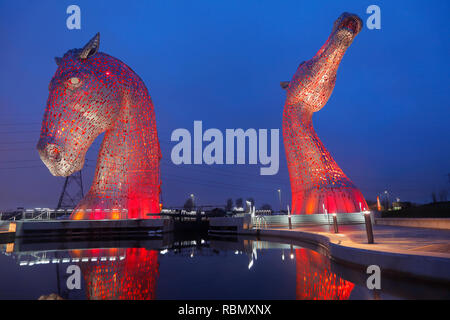 Il Kelpies a Falkirk, Scozia. Foto Stock