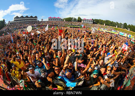 Panoramica di Tomorrowland festival, il numero uno nominale di electronic dance music festival in tutto il mondo Foto Stock