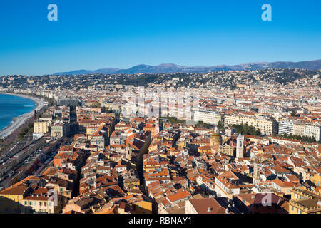 Panorama di Nizza da colline du Château, Francia Foto Stock