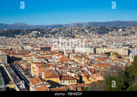 Panorama di Nizza da colline du Château, Francia Foto Stock