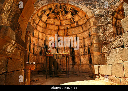 Cappella di Nabi Ayoub in Seraya rovine. Hauran Qanawat. Siria, Medio Oriente Foto Stock