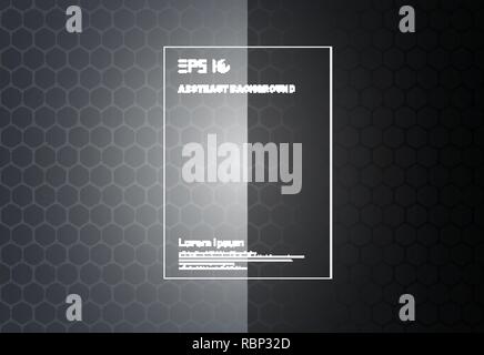 Abstract esagoni seamless pattern sul grigio separato e sfondo nero e texture. Linee esagonale net con punti a croce punti. Vector illust Illustrazione Vettoriale