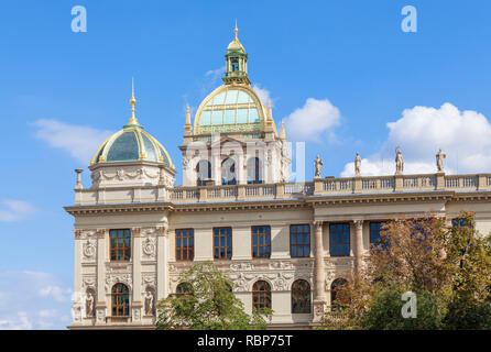 Praga Museo Nazionale di dettaglio del tetto Národní muzeum Wenceslas Square Praga Repubblica Ceca Europa Foto Stock