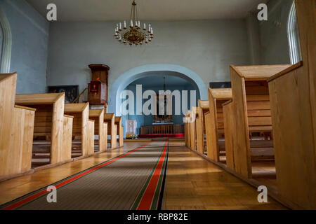 Evangelica della Chiesa Luterana in Koknese, Lettonia. Interno del Koknese Chiesa Evangelica Luterana. La chiesa fu costruita nel 1687. Foto Stock