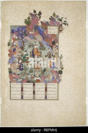 "Festa di Sada', folio 22v dal Shahnama (Libro dei Re) di Shah Tahmasp Foto Stock